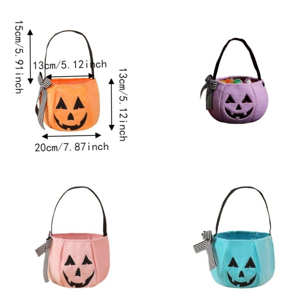 Portable Halloween Pumpkin Bucket Lace Bow Bow Candy Bag Cute Trick Or Treat Bags  Cosplay Dress-up