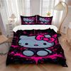 3pcs Cute and Fashion Hello Kitty Bedding Set Includes Quilt Cover and Pillowcases, Suitable for All Seasons, Machine Washable Ideal Gift S009