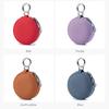 Genuine Leather Coin Purse Bag Pendant Decor With Mirror Round Wallet Keychain Zipper Closure Lipstick Storage Bag Bluetooth