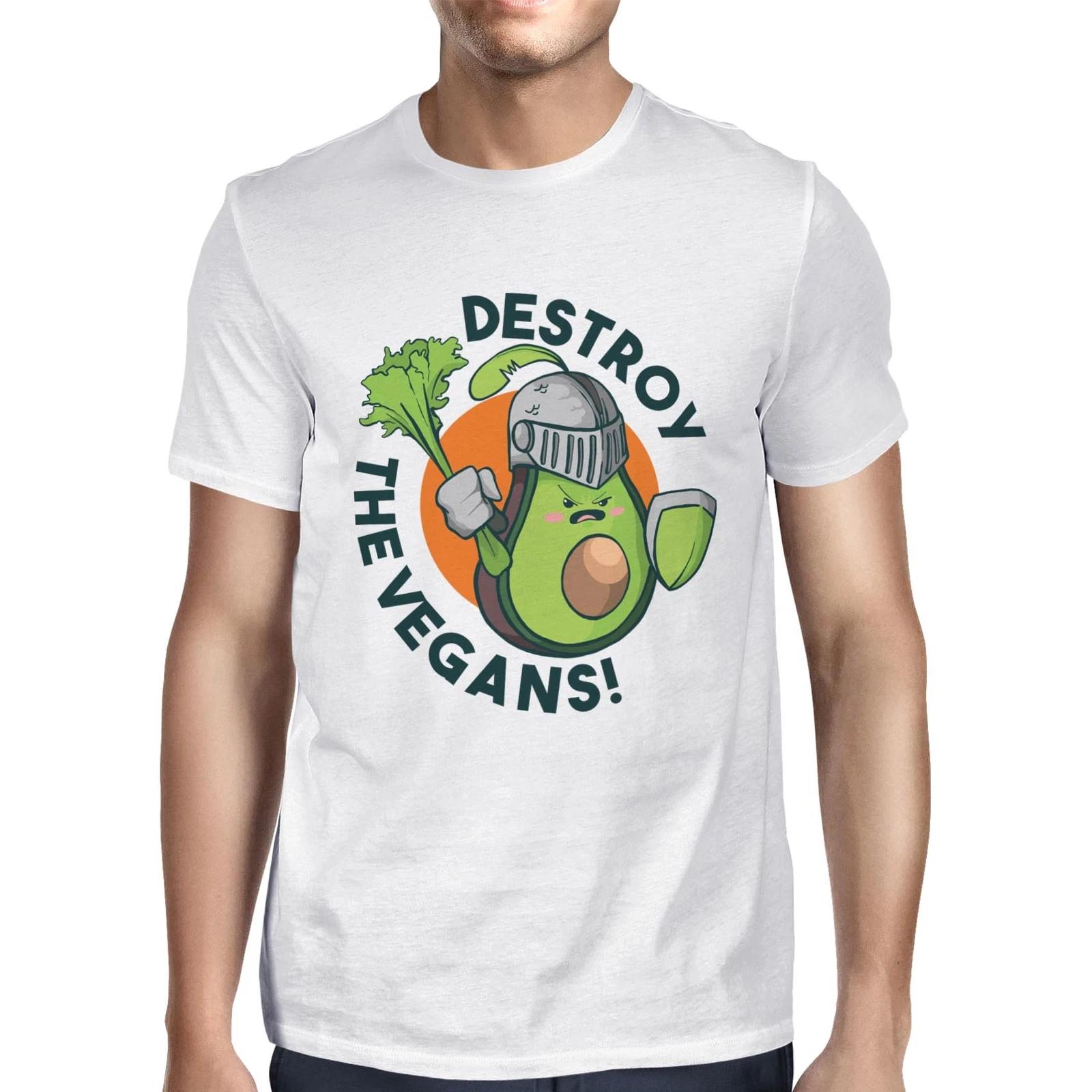 1Tee Mens Destroy Vegans - Funny Sarcastic Fruit Avocado T-Shirt XXXXL