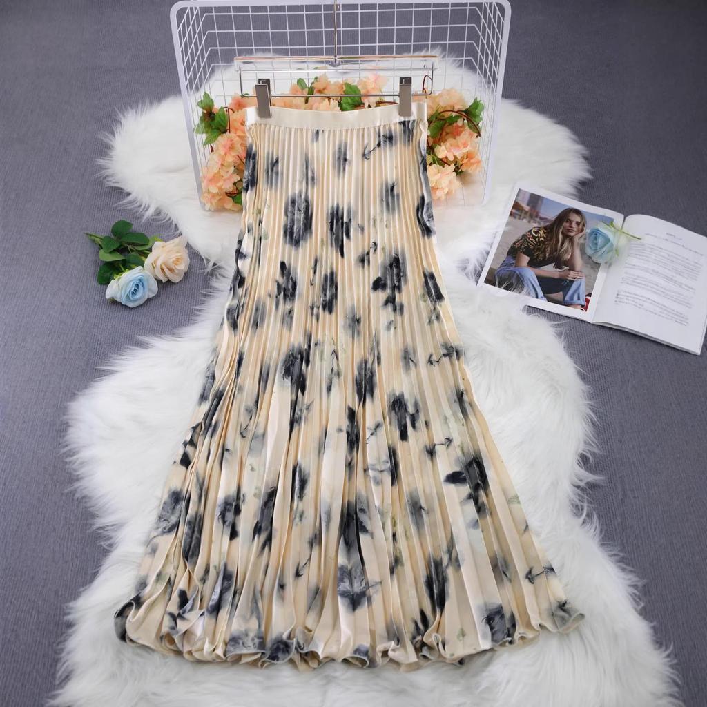 Japanese Korean Chiffon Pleated High Waist Long Skirt - Comfortable, Casual & Slimming