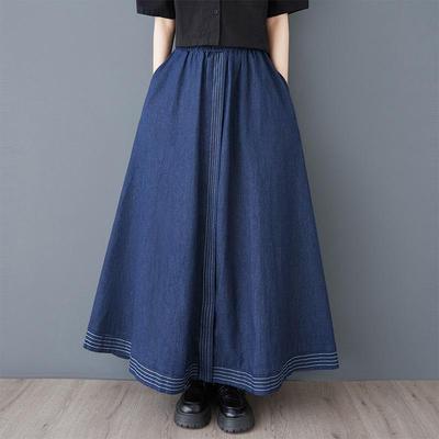 Denim büyük beden Yüksek bel vintage İlkbahar yaz rahat bol uzun kadın etekleri kadın etek