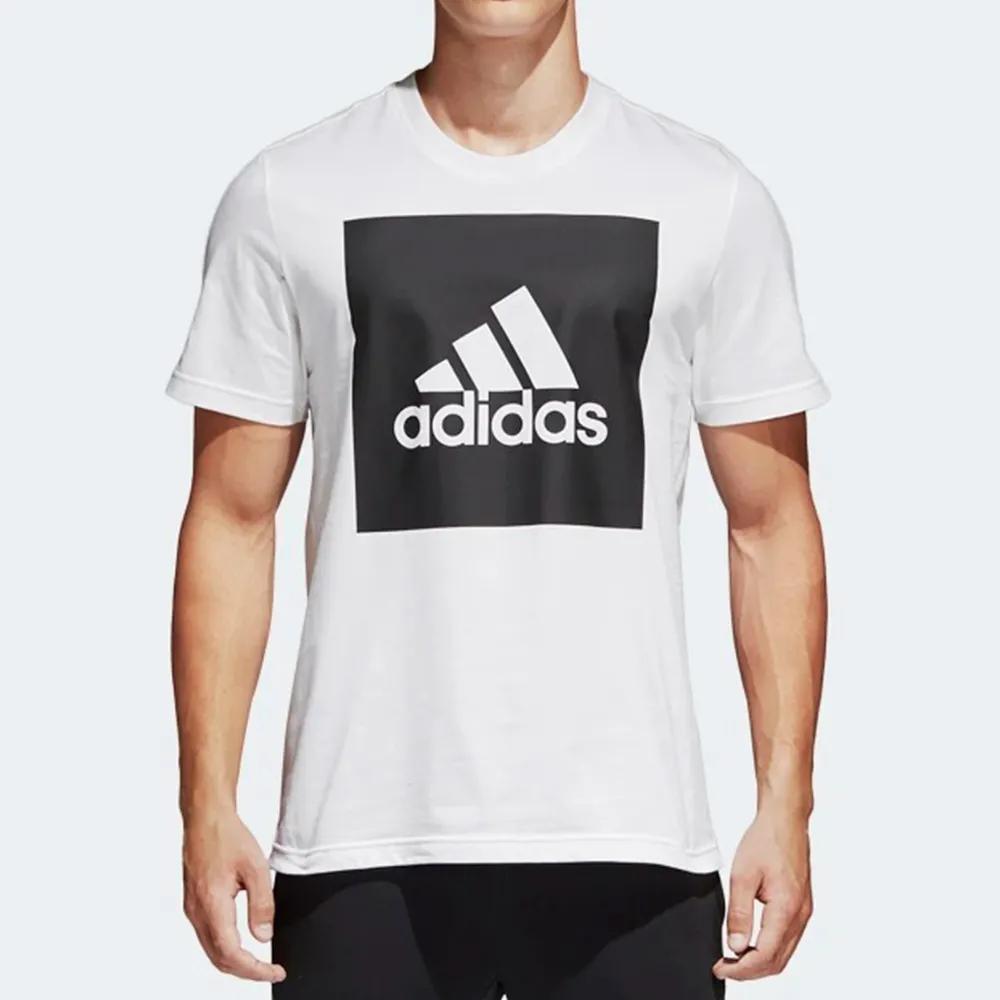 Adidas Sports Casual Knitted Breathable Round Neck Short Sleeve T-Shirt Men Tops White B47358