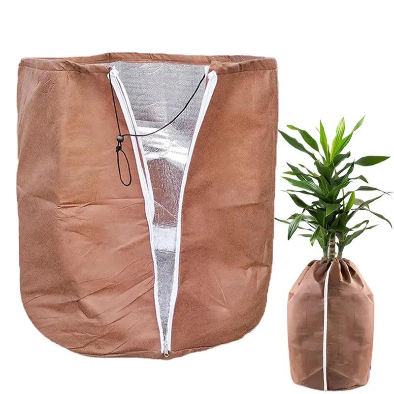 Waterproof Winter Flowerpot Antifreeze Cover Plant Frost Protection Bag with Zipper Drawstring Garden Plant Cover
