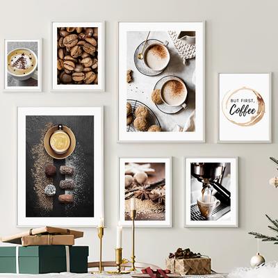 Latte café Culture Biscuits gâteau mur Art toile peinture nordique affiches et impressions photos murales pour salon Club décor