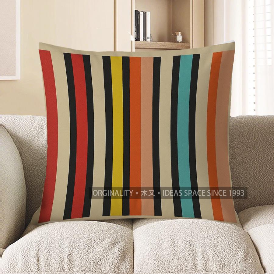 Home Decor Vibrant Colorful Stripes Geometric Throw Pillow Pattern Cushion Cover Suitable For Sofa Bedroom Car Pillow Cover 40x40cm 595₽