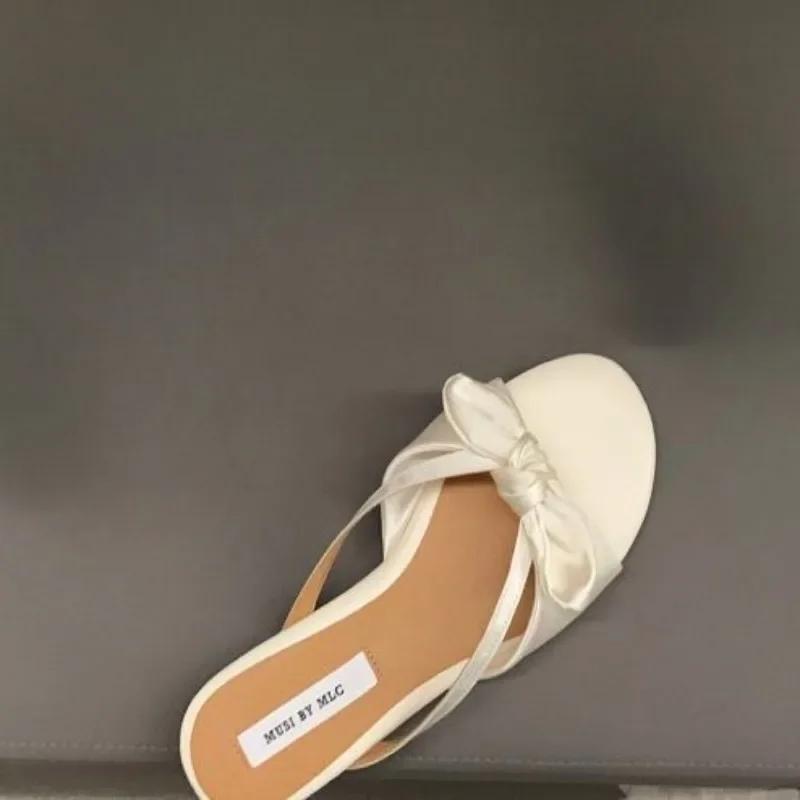 Fashion Women's Shoes on Sale 2024 Fashion Outdoor Casual Dressy Flat Heel Fashion Slippers Round Toe Butterfly-knot Flip Flops Women