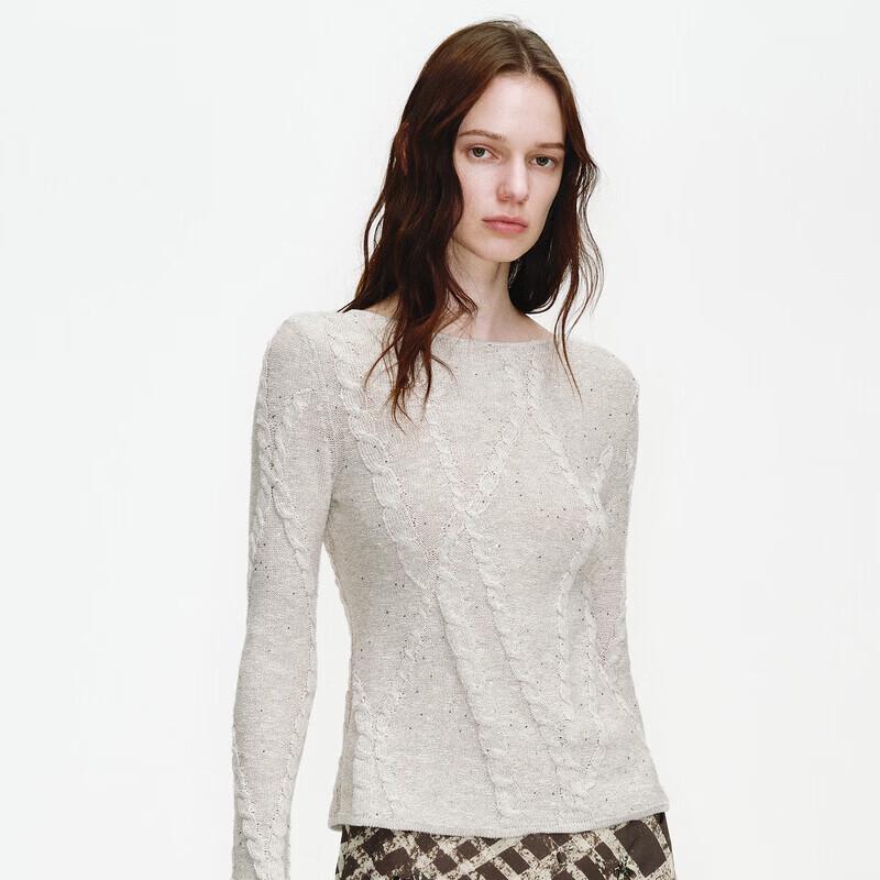 

Fuzhien Sequin Blend Cable Knit Pullover L