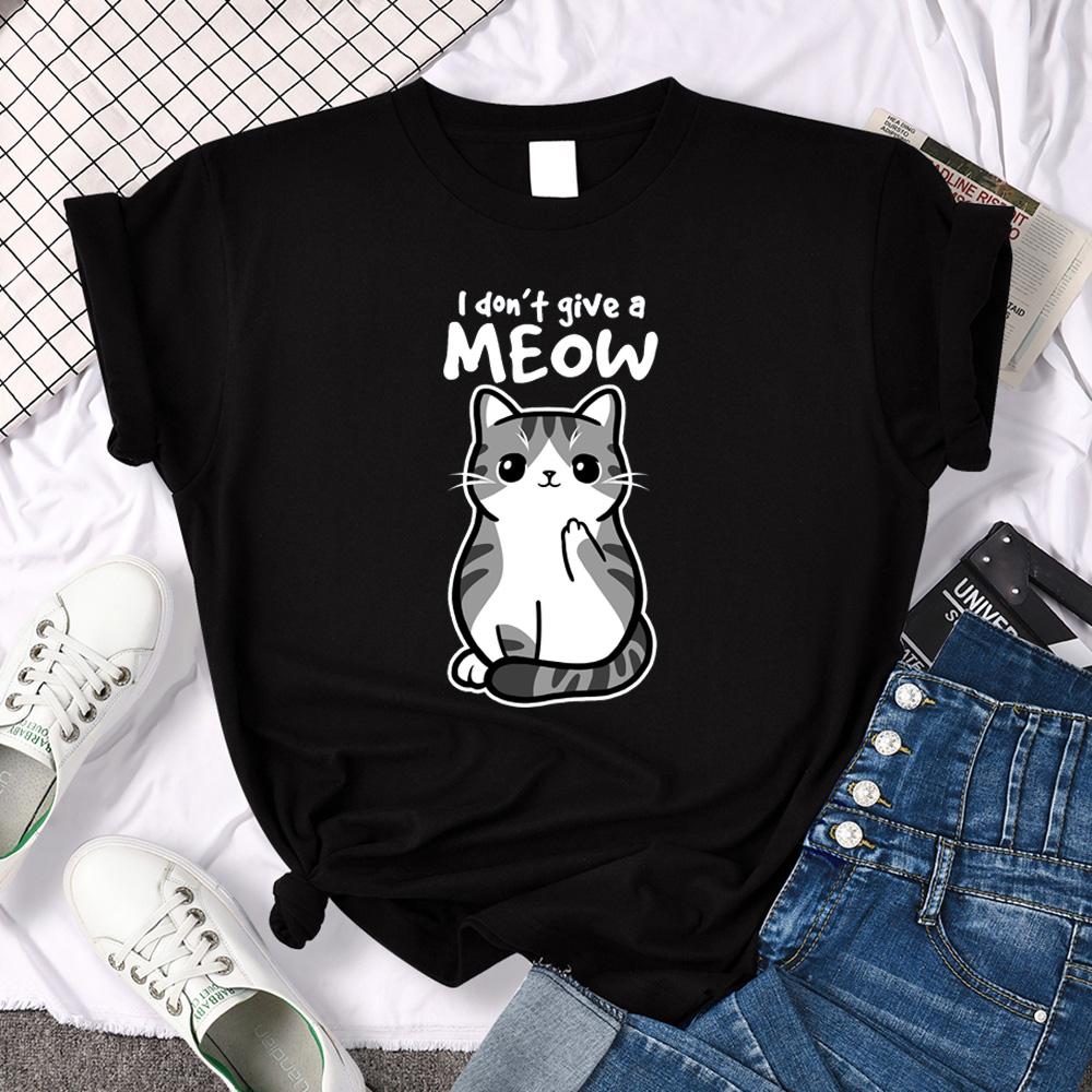 

Tshirt For Woman Tsundere Cat Drinking Tea Women s Tshirt Oversize Fashion Women Clothing Funny Korean Style T-Shirts For Woman 3XL чорний