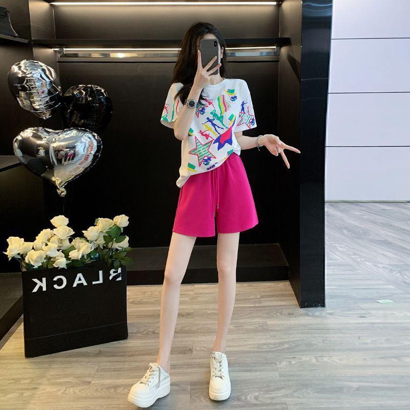 

Summer 2026 Women s Slim Fit Sports Set: Short Sleeve + Shorts for Casual Running XXXL [141-160 jin]