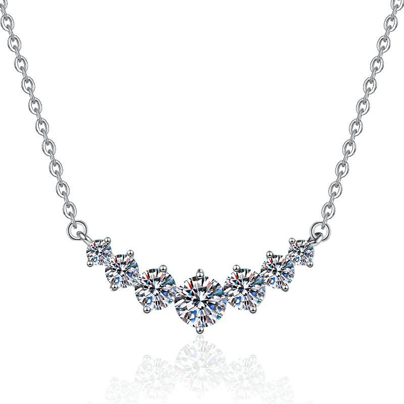 S925 Sterling Silver Moissanite Princess Pendant Necklace - Elegant Women's Fashion Clavicle Chain