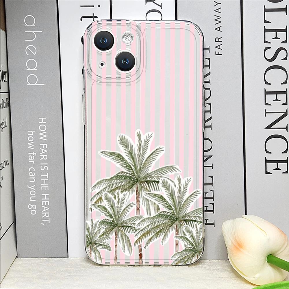 Kreative Hand-Kokospalme Gestreiftes Muster Handyhüllen für iPhone 17 16 15 14 13 12 11 Pro Max XR 8 7 Plus 13 12 Mini Weiche Hülle