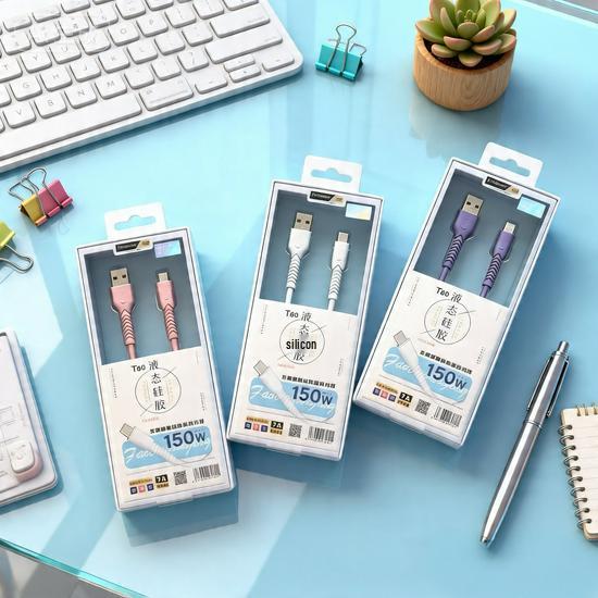 

T80 Liquid Silicone 150W Fast-Charging Type-C Cable for Apple, Huawei, Xiaomi - Packaged T80 - Android