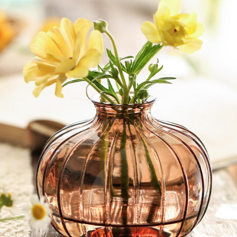 Vasi portafiori in vetro trasparente a costine Confezione da 3 Set Decorativo Multiuso Per Tavola Da Pranzo O Scaffale Esposizione Composizioni Floreali