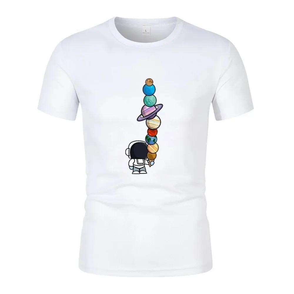 

Новая мужская футболка с короткими рукавами, летняя мода, космическая астронавт, интересная футболка с принтом, повседневная, уличная, для бега, быстросохнущая XXXXXL белый