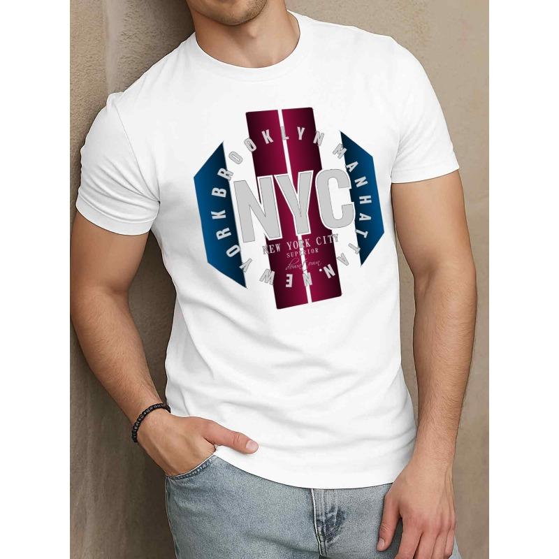 

European sizes Men s T-Shirt - White Vintage Y2K City College Print - Casual Round Neck Short Sleeve Tee for Campus Wear 4XL білий