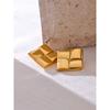 Yhpup High Quality Stainless Steel Metal Square Statement Stud Earrings Waterproof Personalized Texture Charm Jewelry for Women