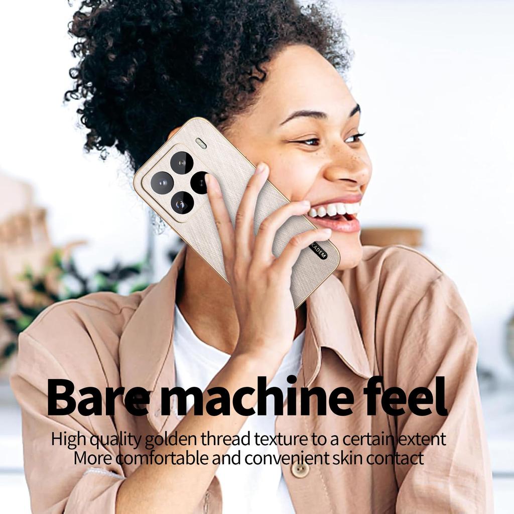 KADEM Чехол для Xiaomi 15 Pro Гальваническое покрытие Шелковистая текстура ПУ+ТПУ Задняя крышка телефона