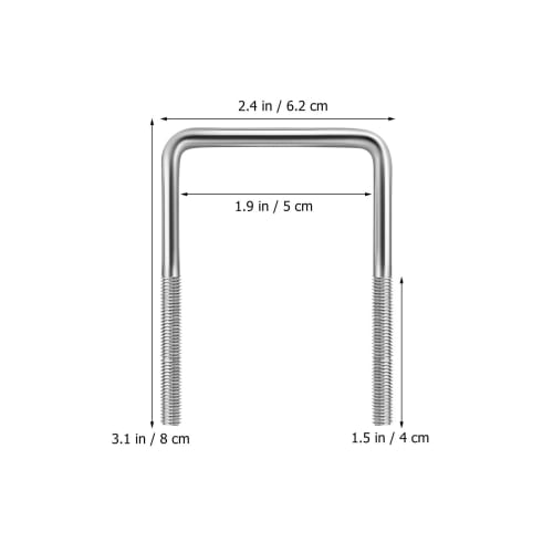 LEDMOMO Square U-Bolts, U-Clamp Bolts, M6, 50mm Inner Width, 80mm Length, 304 Stainless Steel, with Nuts and Plates, for Home, Industrial, and Boat Tr