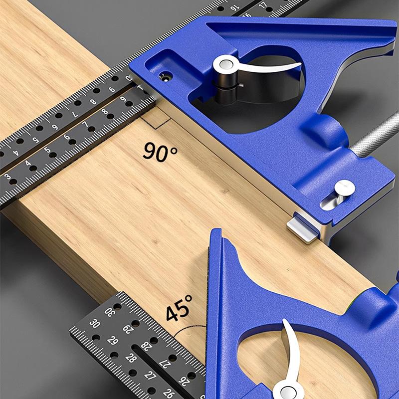 30CM Precision Marking Right Angle Ruler 45/90 Degree Hole Angle Ruler Industrial Scribe Marking Gauge Draw a circle Woodworking