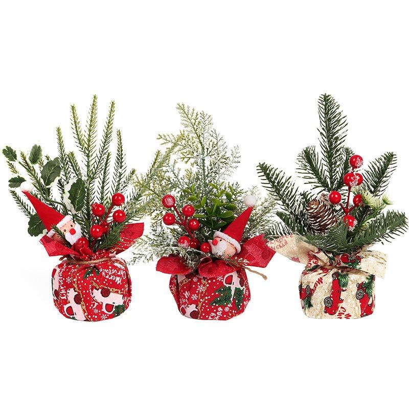 Wooden PVC Christmas Tree Centerpiece Tabletop Flower Arrangement Decor for Holiday Gifts Festive Xmas Decoration Accessories