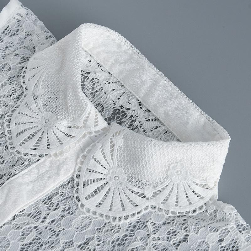 Summer Lace Floral Shirt Detachable Collar for Girls Half Shirt Blouse Fake Collar Lapel Detachable Neckwear Collar Decorative