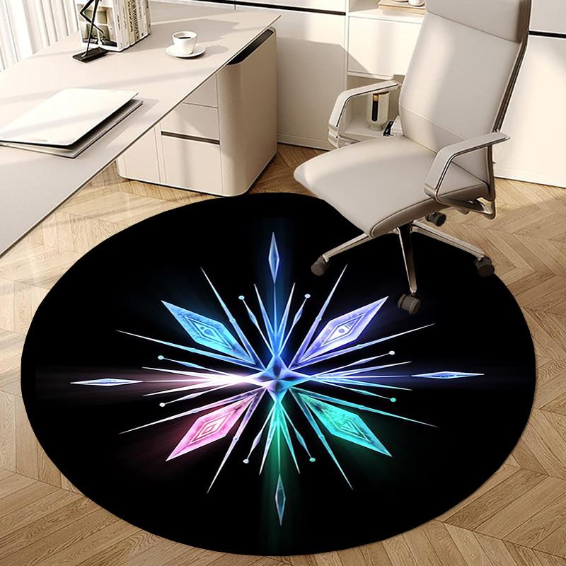 1pc Icy Crystal Snowflake Round carpet, Made of Polyester,Office Chairs, Living Rooms, Or Bedrooms, a Cool Rug for The Living Room.ydt26085