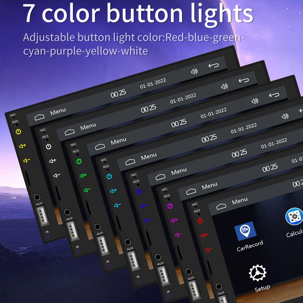 7 Inch Multimedia Player Bluetooth-Compatible Wireless Carplay Android Auto Portable Car Stereo 2 Din Car Radio Rear View Camera