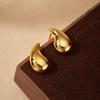 18K Gold Plated Hollow Teardrop Stud Earrings Sterling Hypoallergenic Minimalist Fashion Jewelry Women Men