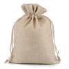 12Pcs 13x18cm Lightweight Linen Gift Bag Christmas Candy Pouch for Kids Holiday Party Favors Storage Drawstring Pouch Beige