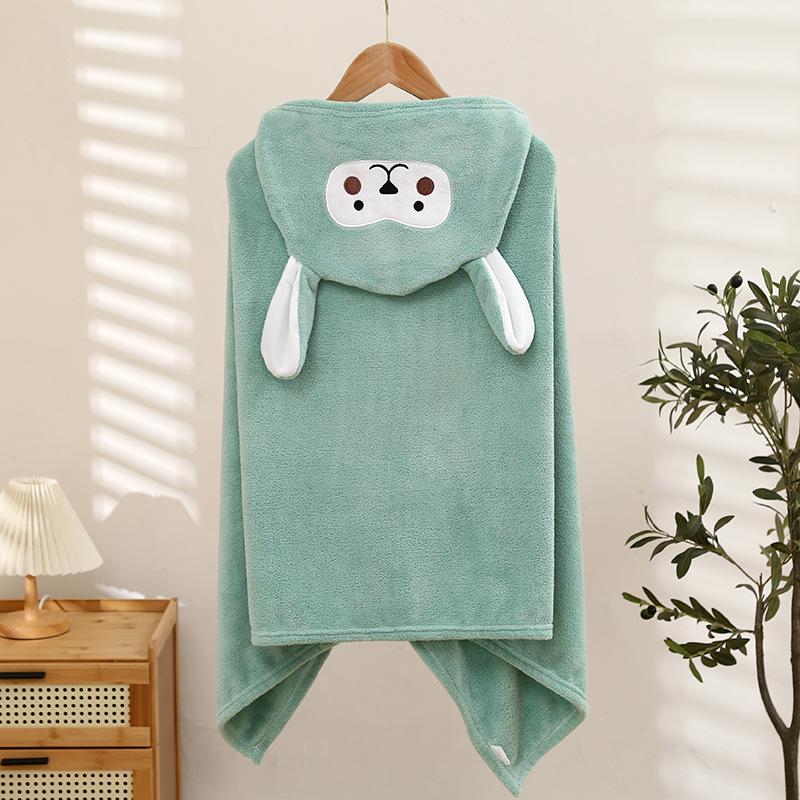 70x140CM Baby Bath Towel Coral Fleece Baby Hooded Towel Absorbent Soft Towels for Newborn Cartoon Animal Hooded Bath Blanket