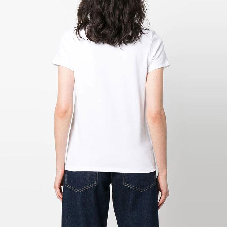A.P.C Solid Color Embroidered Logo Crew Neck Regular Sleeve T-Shirt Women tops White COEZCF26842-AAB