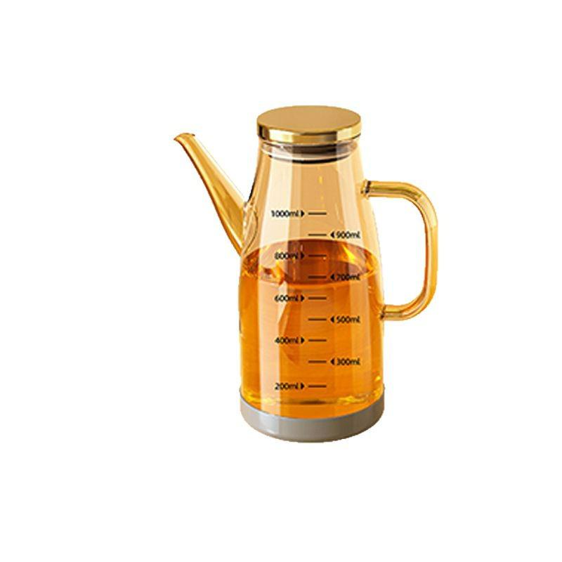 Stylish Non-Slip Large Capacity Borosilicate Glass Dispenser with Scale for Oil, Soy Sauce, and Vinegar