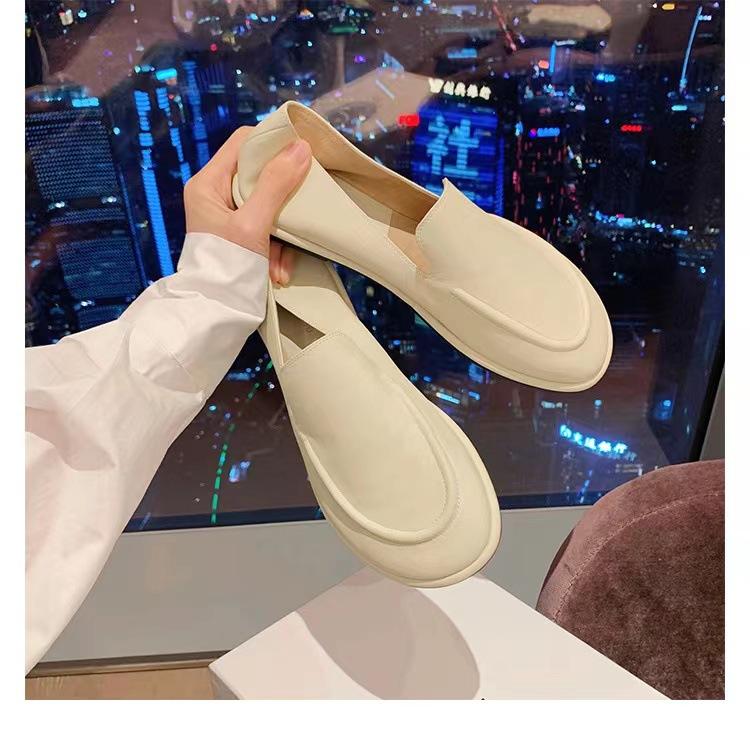 Cowhide version~ Grape mother, the same loafer shoes for women's low heels, simple clouds, round head, versatile feet, and one-pedal women's shoes.