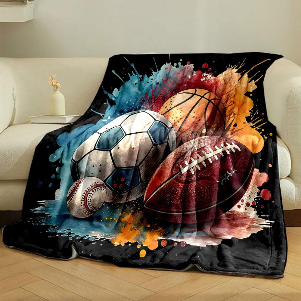 Sports Ball Splash Artwork print blanket soft and cozy perfect for the living room bed sofa or a nap,gift