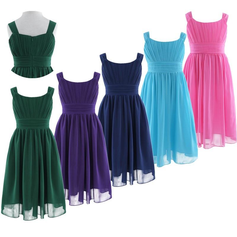 

Flower Girl s Dress Ruffled Chiffon Wedding Bridesmaid Youth Big Girls Pageant Party Evening Prom Gowns 14-16 Years зелений