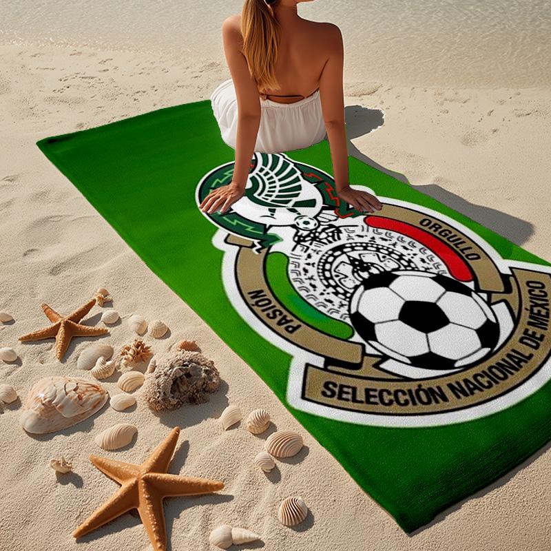Mexico Football Crest Microfiber Beach Towel, Lightweight And Quick-Dry, for Summer Travel, Beach Essential, Swimming Pool