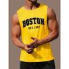 Pánská letní móda ležérní sportovní volná vesta s potiskem Boston est 1997 pohodlná prodyšná kulatý výstřih bez rukávů