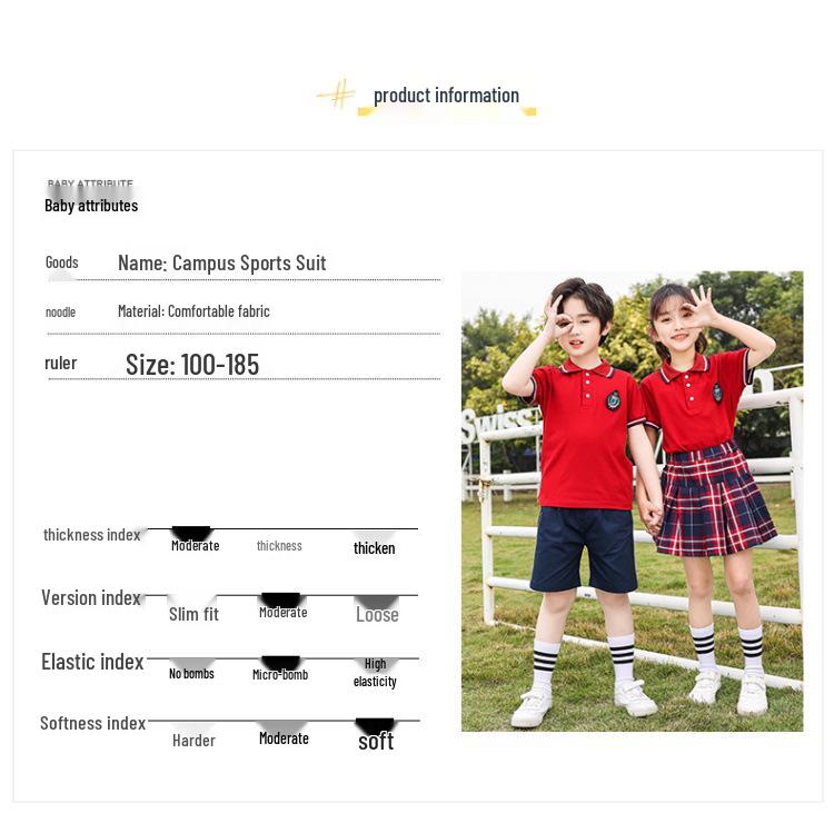 British Style Summer Kids' School Uniform Set - Boys & Girls Two-Piece Performance Wear