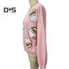 Women Christmas Sweatshirt Round Neck Sequin Santa Pattern Loose Long Lantern Sleeves Pullover Keep Warm New Year Party Top