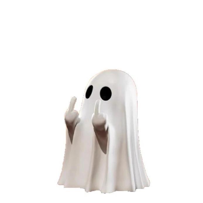 

Resin Ghost Middle Finger Statue Cute Naughty Party Scene Table Decoration Present Small Sculpture For Friends Household Decor All Saints Day