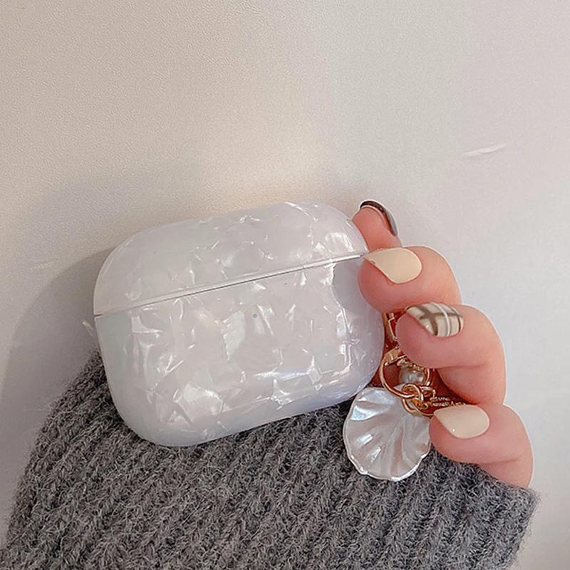 Dreamy Pearl Shell Soft Case With Pearl Keychain For Apple AirPods 4 3 2 1 Pro 2 1 Headphone Case Wireless Earphones Accessories
