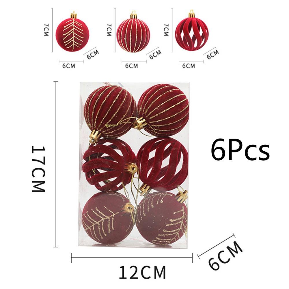 6PCS Christmas Ball Flocking Painted Ball Christmas Tree Decoration Pendant