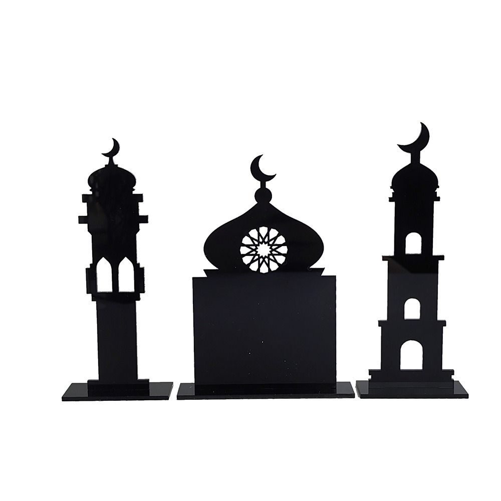 Black White Gold Ramadan Ornaments Mirror Face Desktop Decoration  Festival Supplies