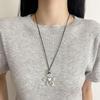 Fashion Silver Color Hollow Flower Long Necklace for Women Girls Simple Adjustable Black Rope Chain Necklace Jewelry Gifts