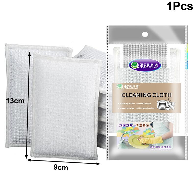 1/3PCS Bamboo Fiber Sponge Dishwashing Rag Scouring Pad Reusable Oil-free Double-sided Household Brush Cleaning Tool Kitchen