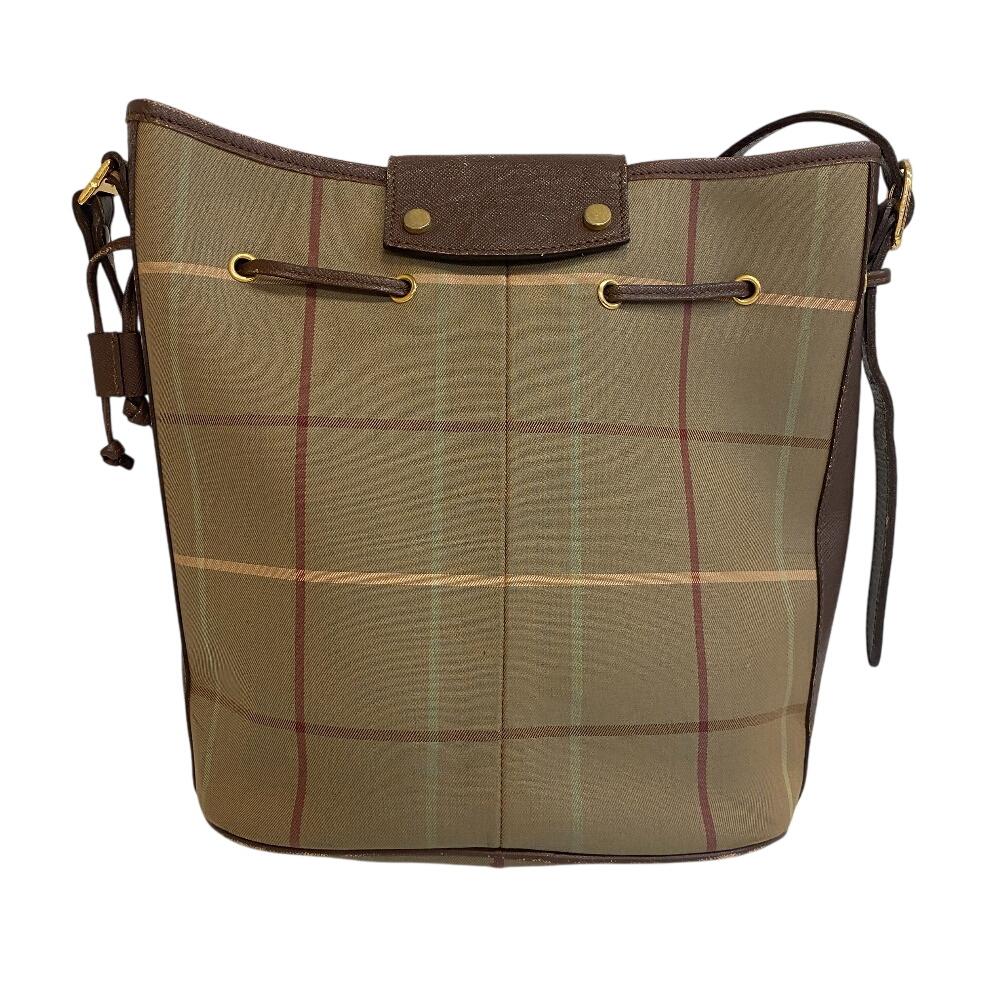 Burberrys purse Mega check canvas Shoulder Bag Khaki green canvas mens Used