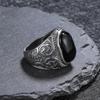 Natural 10*15mm Big Black Agate Stone Vintage Ring For Women Men Lover's Luxury  Party Marcasite Jewelry Party Gifts