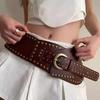Metal Rivet Wide Belt Adjustable Waist Band Fashion Irregular Cummerbund  Spice Girls