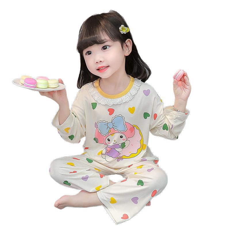Girls Cartoon Long Sleeve Pajama Set for Spring Autumn Home Wear